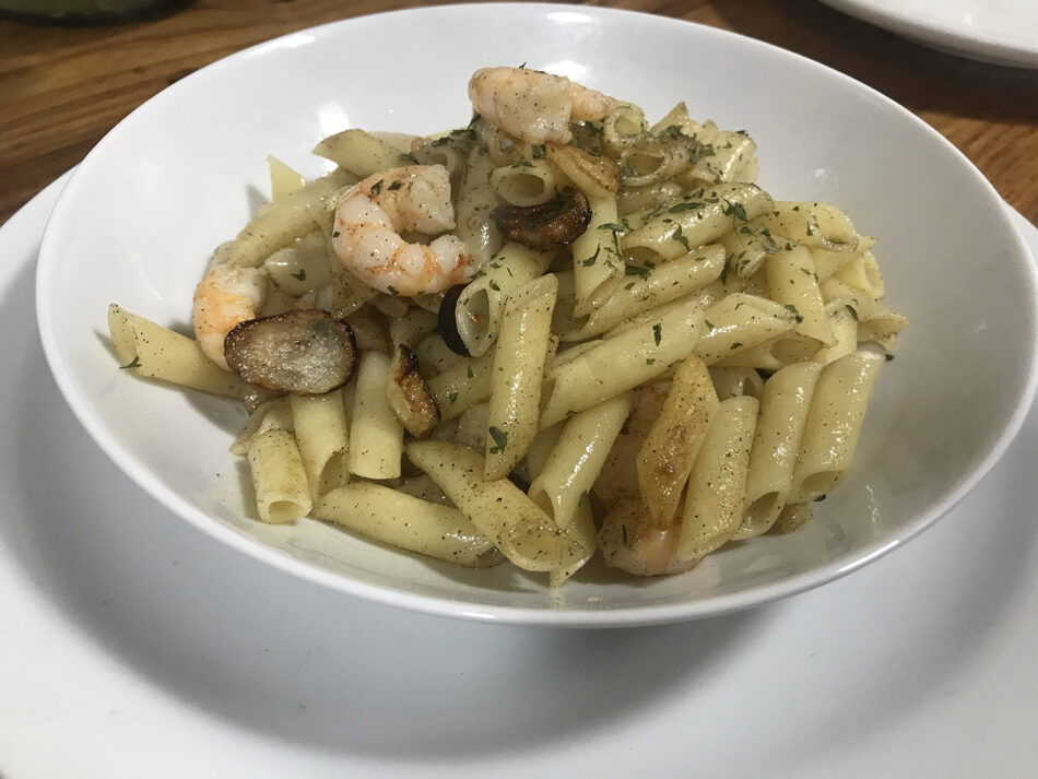 Macarrones con gambas